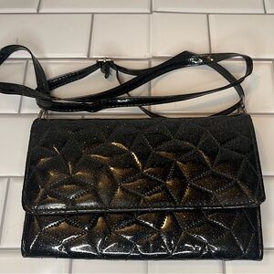 Glitter Black shiny Quilted Women's clutch/crossbody bag